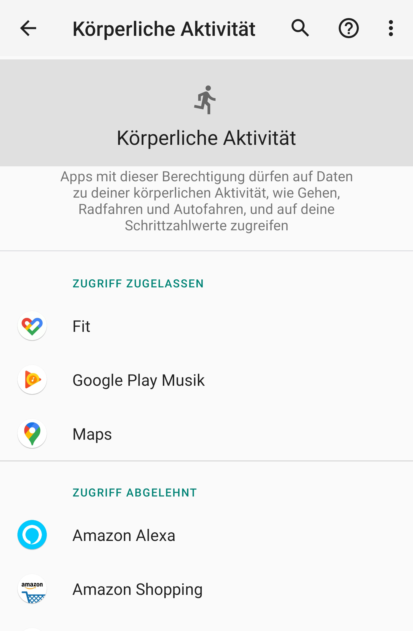 Android Berechtigung körperliche Aktivität