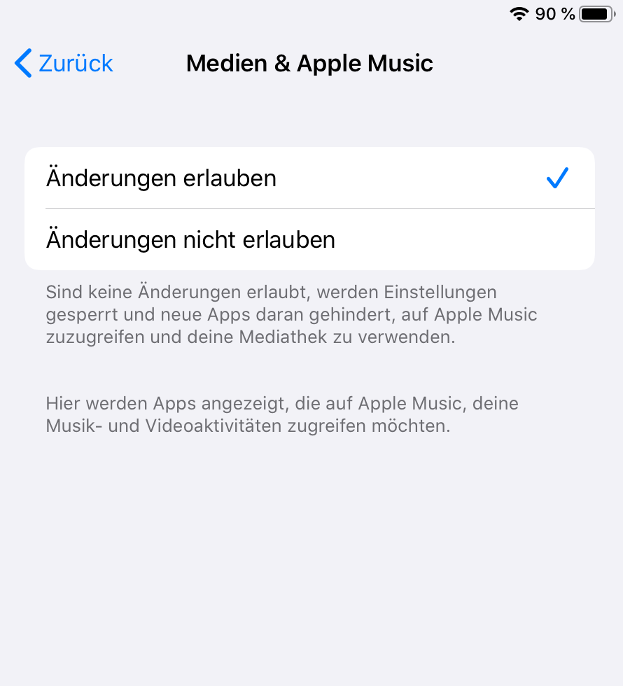 iOS Einstellung zu Medien-Beschränkungen